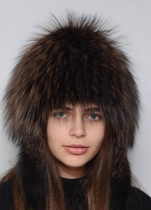 Жіноча зимове хутряна шапка жмутик-вушка (перуку)1 фото