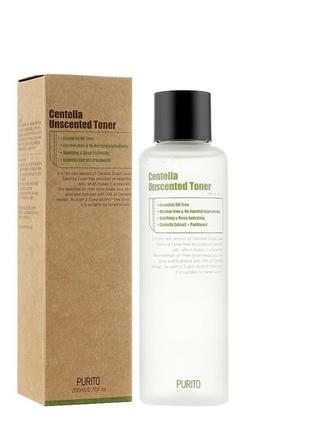 Тонер заспокійливий з центелою без олій purito centella unscented toner 200 мл