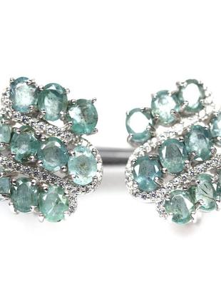 Срібні сережки з смарагдом (натуральний) срібло 925 проби