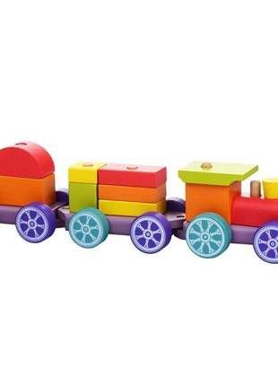 Дерев'яна іграшка cubika поїзд веселковий експрес (12923)