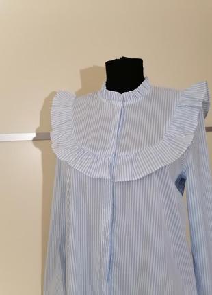 Блуза рубашка в полоску с рюшами2 фото
