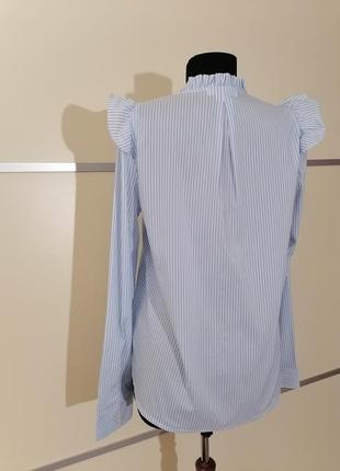 Блуза рубашка в полоску с рюшами3 фото