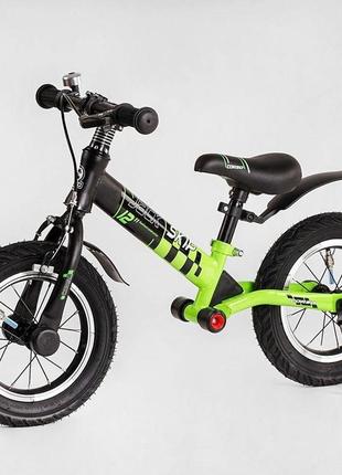 Дитячий велобіг corso "skip jack" 95112 на сталевій рамі. колеса 12". з ручним гальмом, підніжкою3 фото