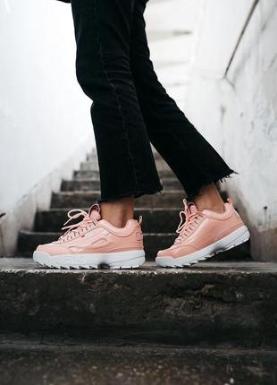 Кроссовки fila disruptor 2 pink ⁇  white кроссовки3 фото