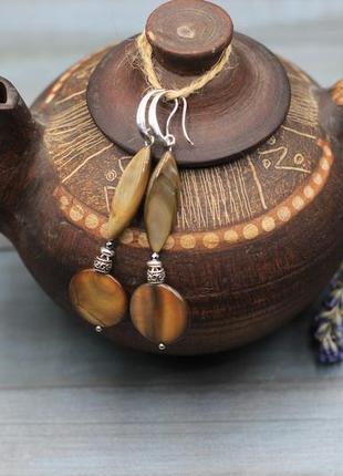 Длинные серьги с перламутра. 3