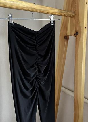 Новые женские брюки брюки клеш черные на высокой посадке обтягивающие длинные8 фото
