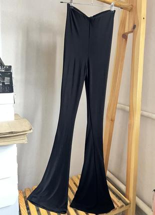 Новые женские брюки брюки клеш черные на высокой посадке обтягивающие длинные5 фото