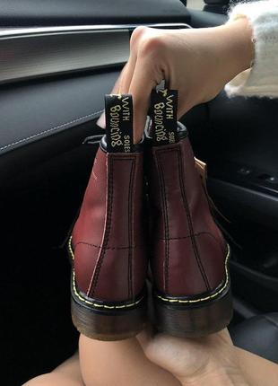 Шикарные женские ботинки dr.martens в бордовом цвете с мехом (осень-зима-весна)😍3 фото