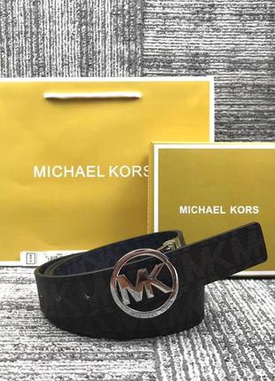 Жіночий ремінь michael kors у подарунковій упаковці чорний / коричневий на подарунок5 фото