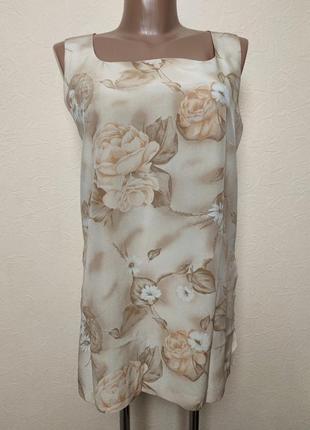 Шелковый винтаж топ майка блуза цветочный принт pierre cardin /2119/1 фото