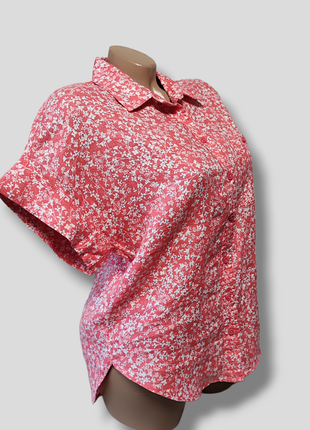 Классная льняная рубашка блуза цветочный принт блузка3 фото