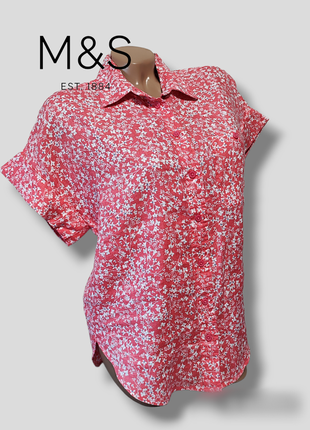 Классная льняная рубашка блуза цветочный принт блузка2 фото