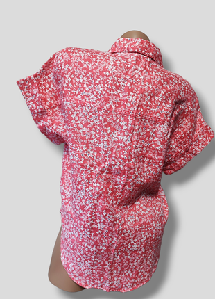 Классная льняная рубашка блуза цветочный принт блузка5 фото