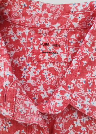 Классная льняная рубашка блуза цветочный принт блузка7 фото