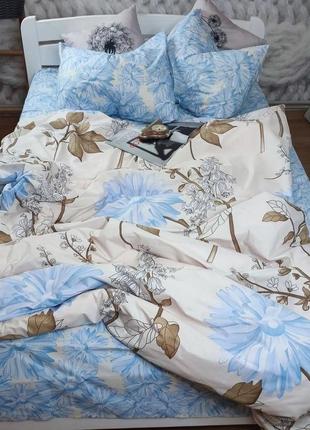 Двуспальный комплект постельного белья цветы ромашки бязь голд люкс виталина1 фото
