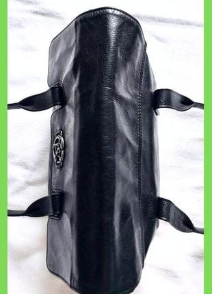 Жіноча класична чорна сумка, середня, натуральна шкіра, 35х25х10см6 фото