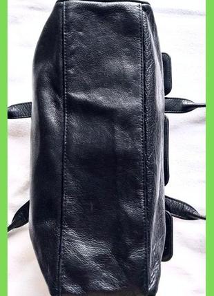 Жіноча класична чорна сумка, середня, натуральна шкіра, 35х25х10см8 фото