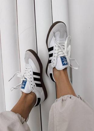 Женские кроссовки adidas samba white black gum / smb