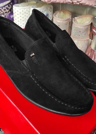 Черные замшевые( эко)туфли мокасины для мальчика большимерки