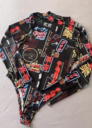 Трендовое боди от shein. стильное актуальное боди в азиатском стиле. яркое боди