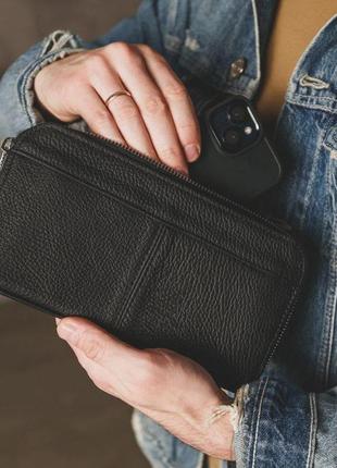 Кожаный клатч-кошелек из натуральной зернистой кожи