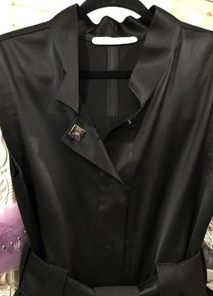Чорний стильний ромпер/з французького атласу/комбінезон з шортами від дизайнера elen godis5 фото