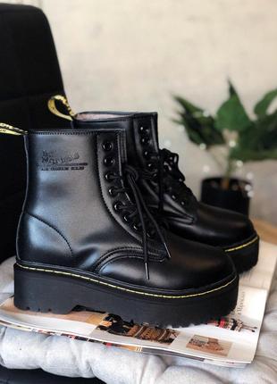 Шикарные массивные ботинки dr martens jadon в черном цвете с мехом (осень-зима-весна)😍2 фото