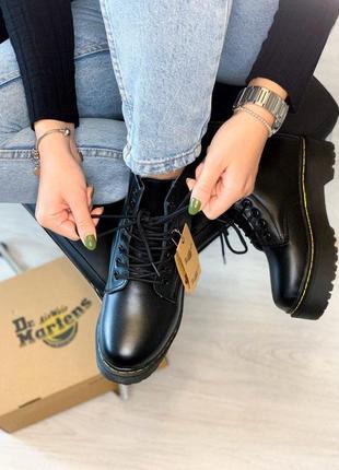 Шикарные массивные ботинки dr martens jadon в черном цвете с мехом (осень-зима-весна)😍5 фото