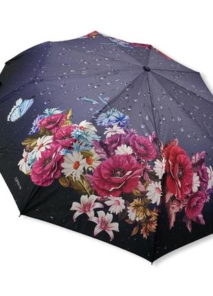 Жіноча парасоля toprain напівавтомат з квітами на 9 спиць #0573/4