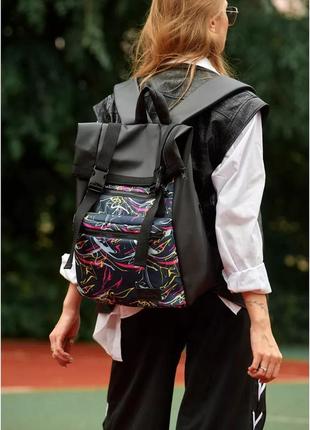 Жіночий рюкзак sambag rolltop zard з принтом «abstract»7 фото