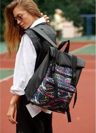 Женский рюкзак sambag rolltop zard с принтом «abstract»1 фото
