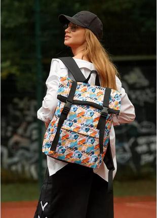 Жіночий рюкзак sambag rolltop milton тканинний з принтом «light»1 фото