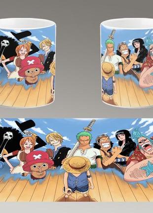 Чашка белая керамическая "ван пис" one piece abc