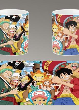 Чашка белая керамическая "ван пис" one piece abc