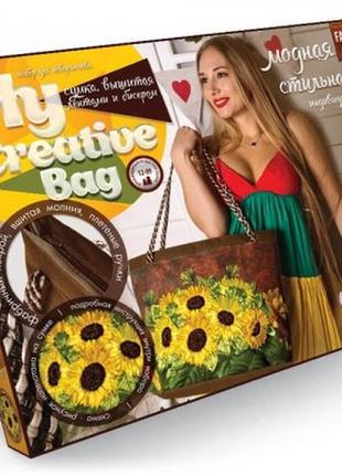 Вишивка-сумка бісером та стрічками my creative bag "соняшники"  данко тойс1 фото