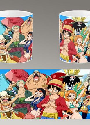 Чашка белая керамическая "ван пис" one piece abc