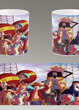 Чашка белая керамическая "ван пис" one piece abc