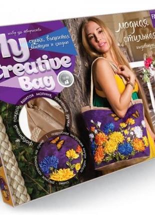 Набір для творчості вишивка-сумка бісером і стрічками my creative bag   "хризантеми" данко тойс