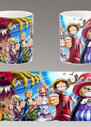 Чашка белая керамическая "ван пис" one piece abc