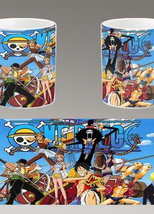 Чашка белая керамическая "ван пис" one piece abc