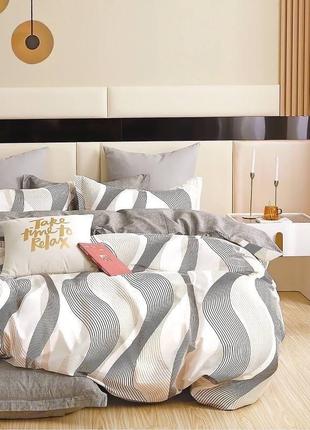 Двуспальный комплект постельного белья абстракция серый белый бязь голд люкс виталина