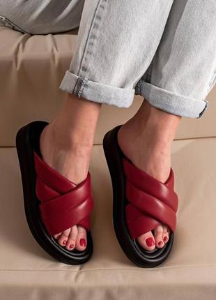 Жіночі шльопанці з натуральної шкіри