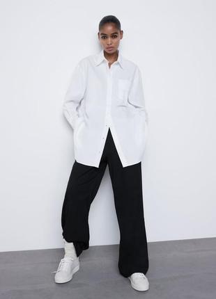 Zara сорочка довга біла оверсайз blogger