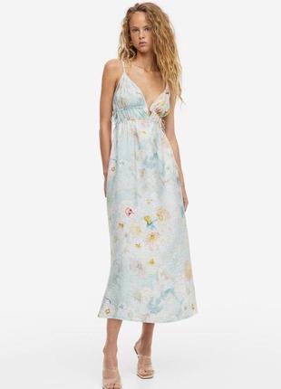 Стильное летнее платье с цветами, длинное платье h&m