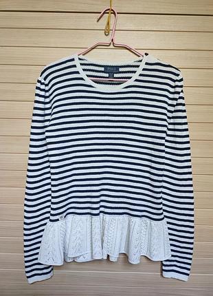 Кофта у смужку із баскою від polo ralph lauren 🌿 xs / 36-38рр