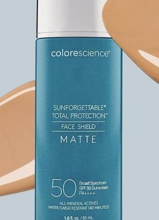 Сонцезахисний крем для обличчя з ефектом матування colorescience face shield matte spf 50 в наявності 5 мл