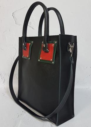Оригинальная сумка шоппер из натуральной кожи, чёрный портофино 17992 фото