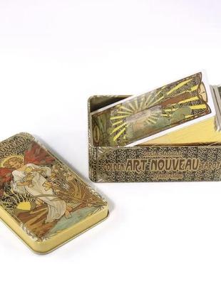 Карти таро золоте таро ар нуво ( golden art nouveau tarot). із золотим зрізом у бляшаній коробочці.7 фото