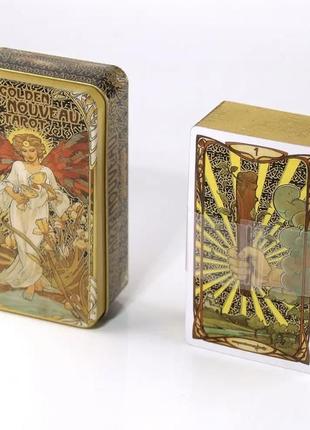 Карти таро золоте таро ар нуво ( golden art nouveau tarot). із золотим зрізом у бляшаній коробочці.8 фото