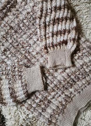 Свитер платье шерсть бежевое в косы ручная работа3 фото